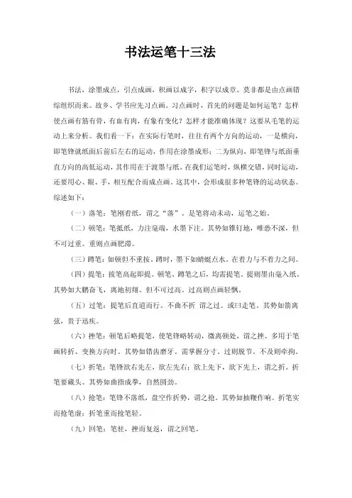 [整理]书法运笔十三法