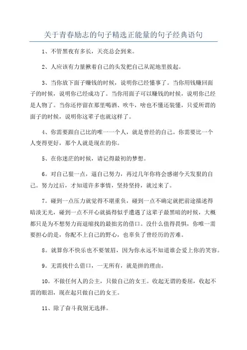 关于青春励志的句子精选正能量的句子经典语句