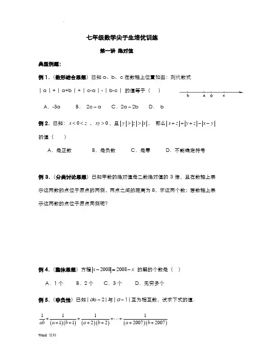 七年级数学尖子生培优训练