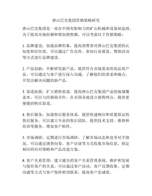 唐山巴克集团营销策略研究