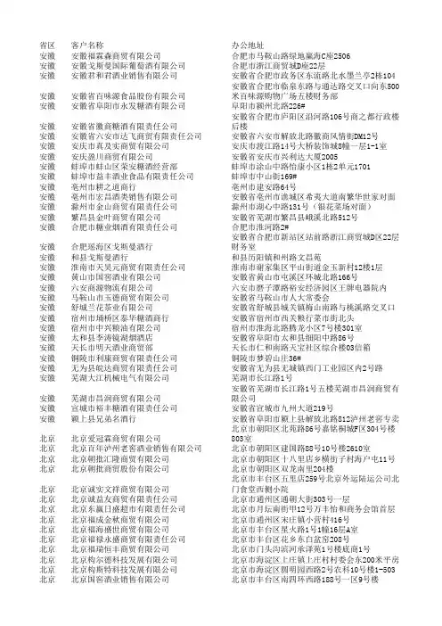 泸州老窖经销名录