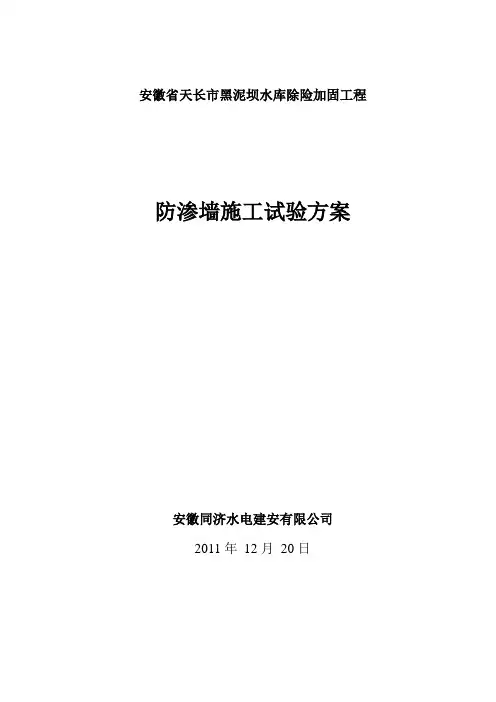 某水库多头小直径防渗墙施工试验方案