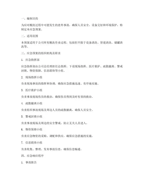 酸洗的应急预案