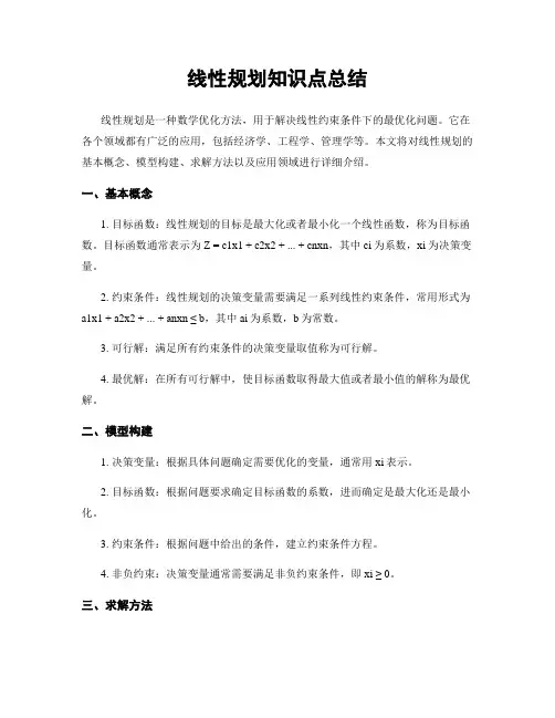 线性规划知识点总结