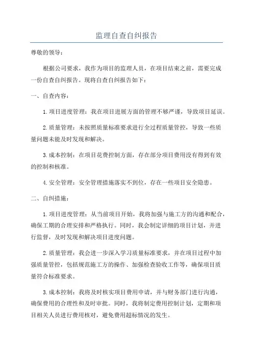 监理自查自纠报告