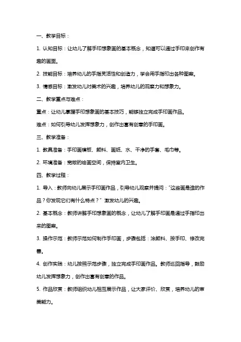 中班美术教案：手印想象画