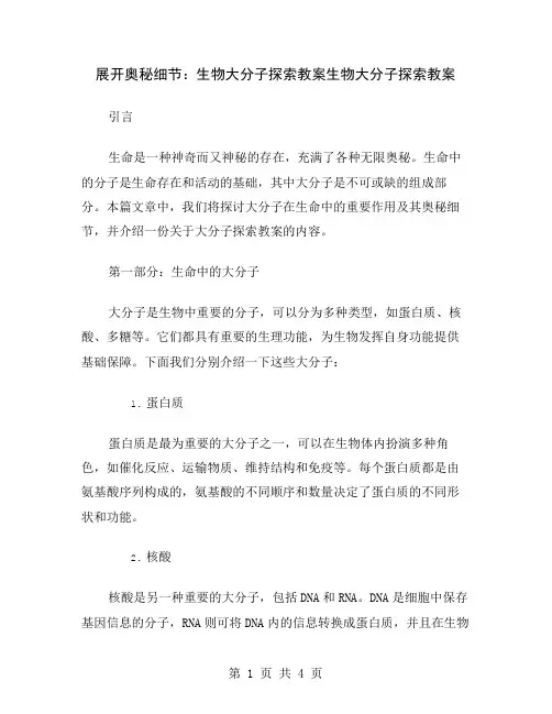 展开奥秘细节：生物大分子探索教案