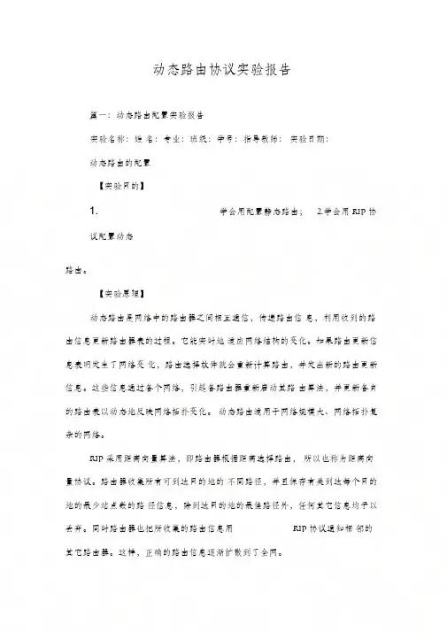 动态路由协议实验报告
