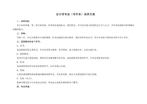 会计学专业(专升本)培养方案