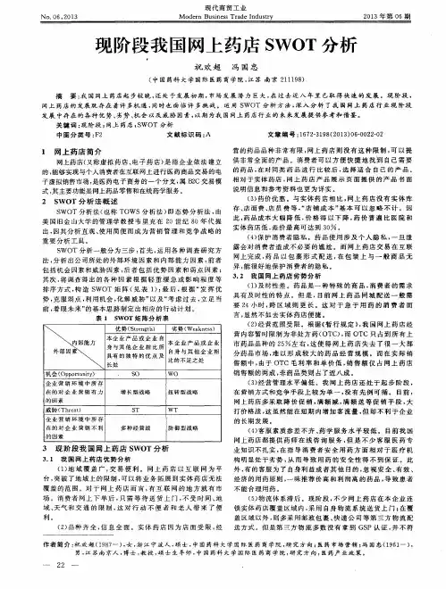 现阶段我国网上药店SWOT分析