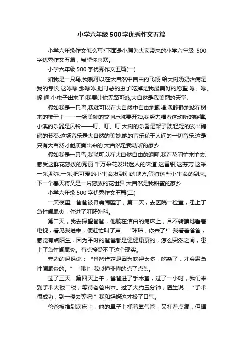 小学六年级500字优秀作文五篇