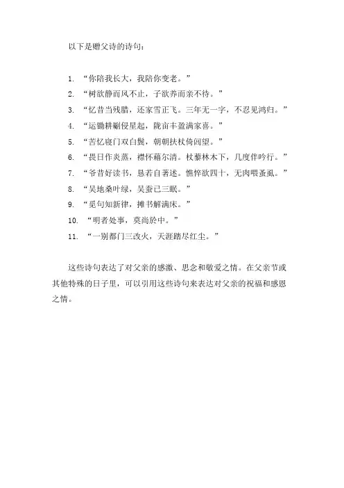 赠父诗的诗句