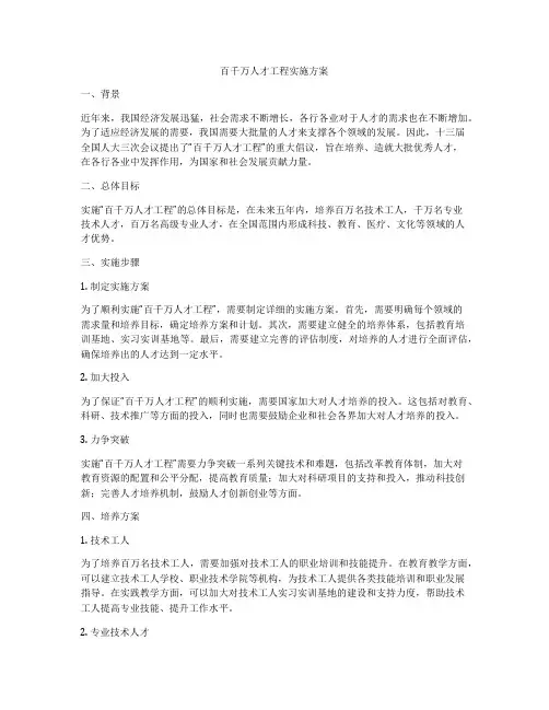 百千万人才工程实施方案