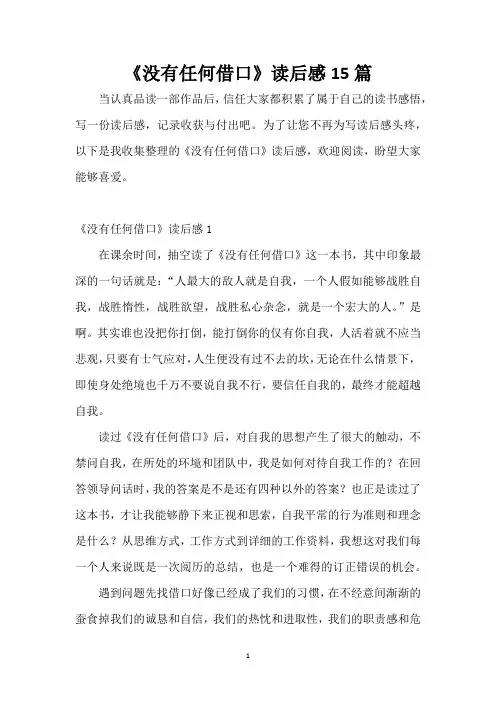 《没有任何借口》读后感15篇