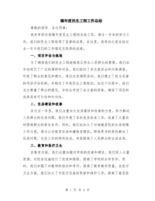 镇年度民生工程工作总结