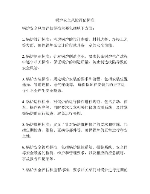 锅炉安全风险评估标准