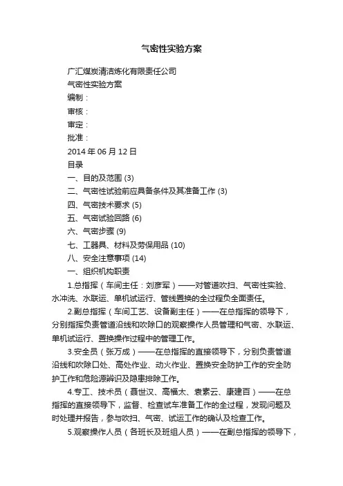 气密性实验方案
