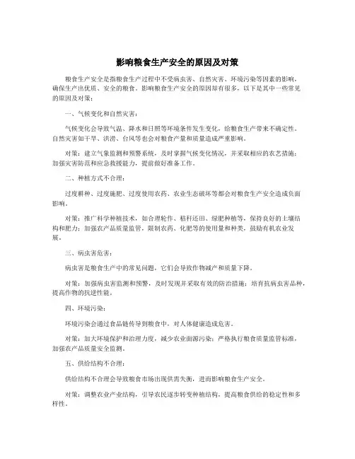 影响粮食生产安全的原因及对策