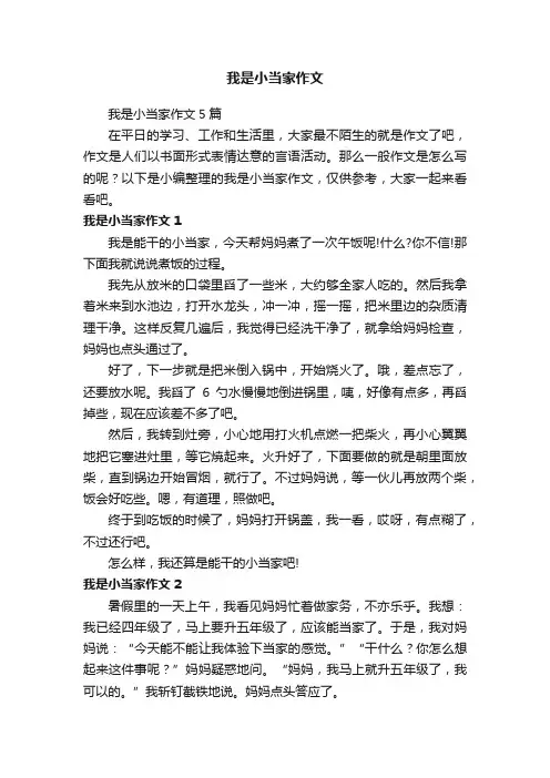 我是小当家作文5篇