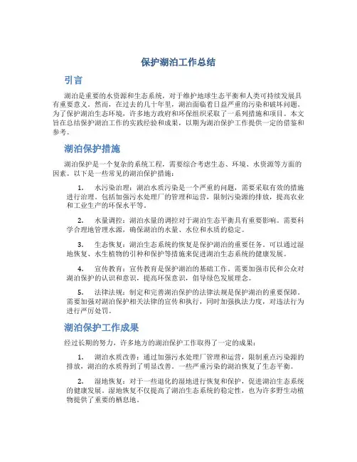 保护湖泊工作总结 (2)