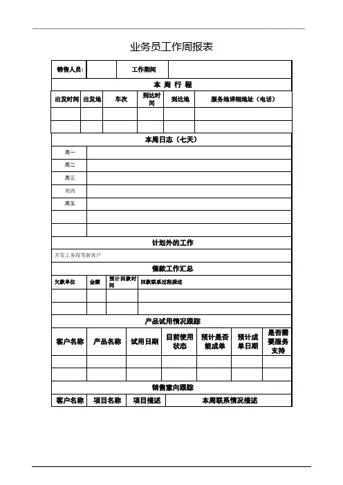 业务员周工作报表