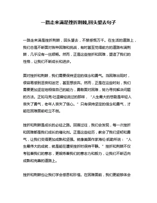 一路走来满是挫折荆棘,回头望去句子