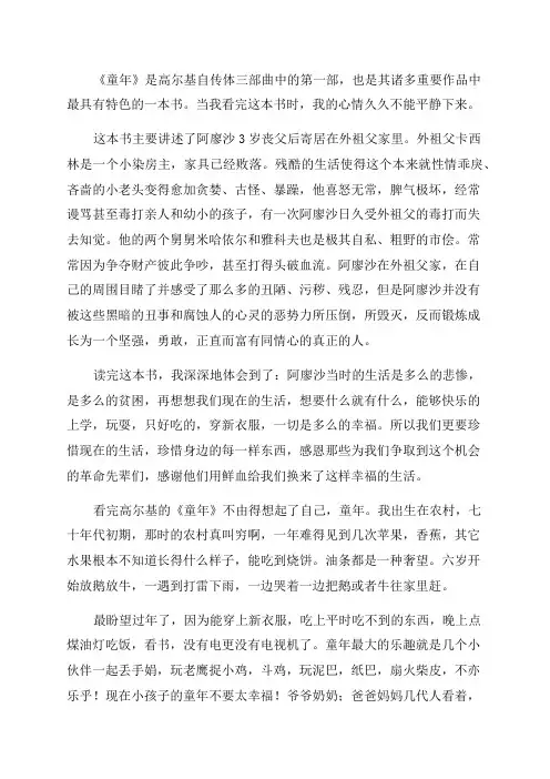《童年》读后感范文(优秀10篇)