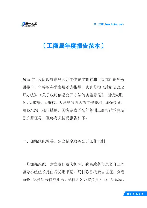 工商局年度报告范本