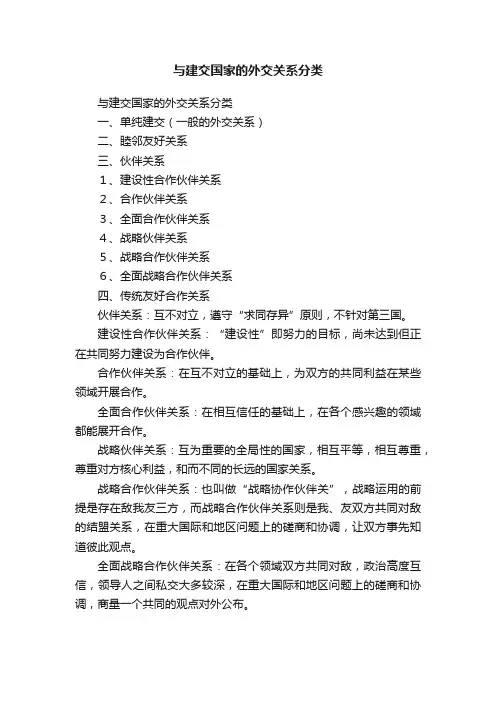与建交国家的外交关系分类
