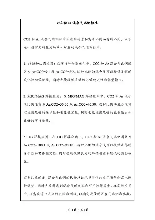 co2和ar混合气比例标准