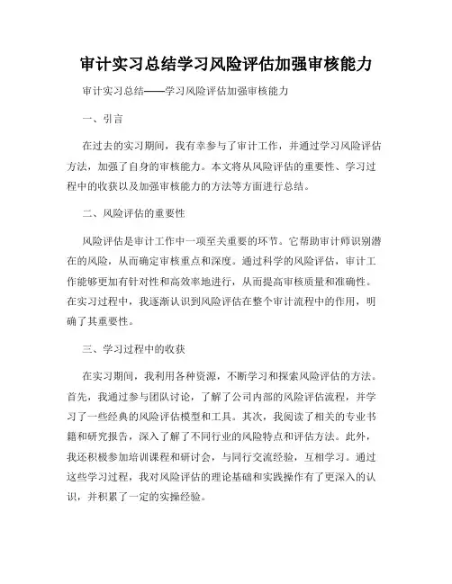 审计实习总结学习风险评估加强审核能力