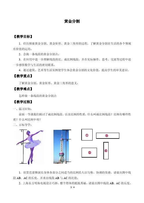 黄金分割优秀教案