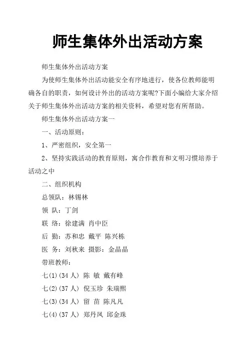 师生集体外出活动方案
