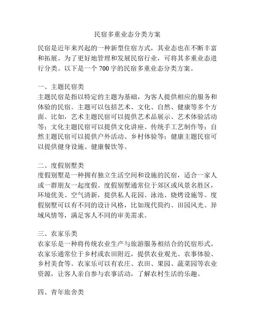 民宿多重业态分类方案