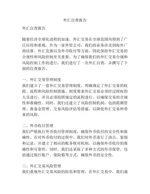 外汇自查报告