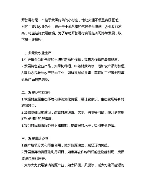为开弦弓村的经济可持续发展提出合理建议