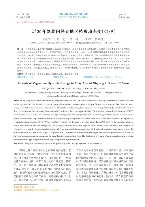近20年新疆阿勒泰地区植被动态变化分析