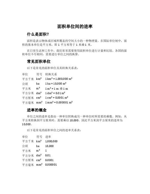面积单位间的进率