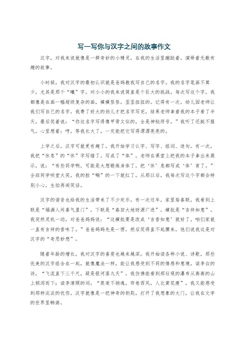 写一写你与汉字之间的故事作文