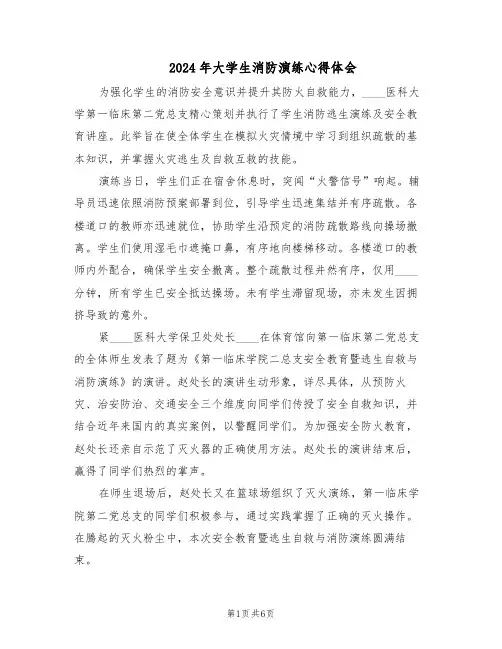 2024年大学生消防演练心得体会（3篇）