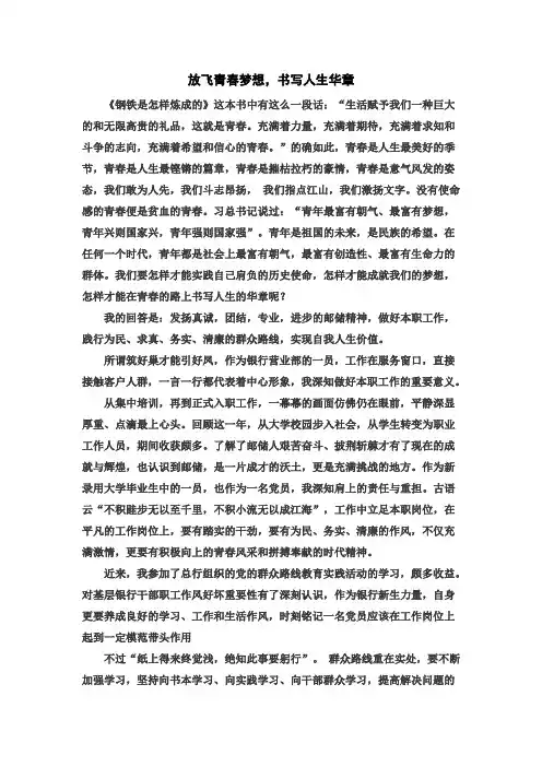放飞青春梦想,书写人生华章演讲稿