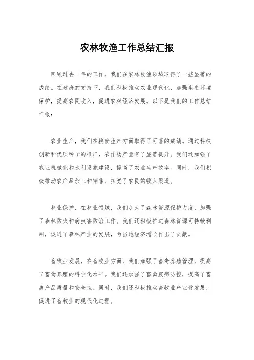 农林牧渔工作总结汇报