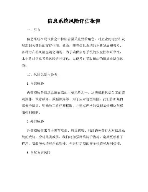 信息系统风险评估报告