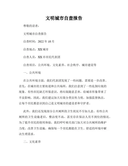 文明城市自查报告