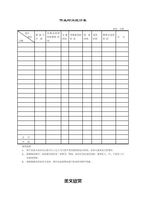 作业时间统计表