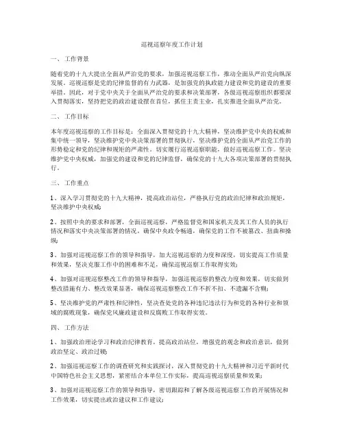 巡视巡察年度工作计划