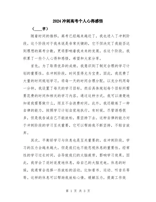 2024冲刺高考个人心得感悟