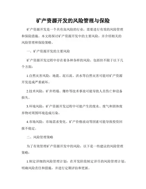 矿产资源开发的风险管理与保险