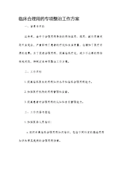 临床合理用药专项整治工作方案