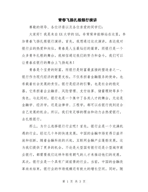 青春飞扬扎根银行演讲